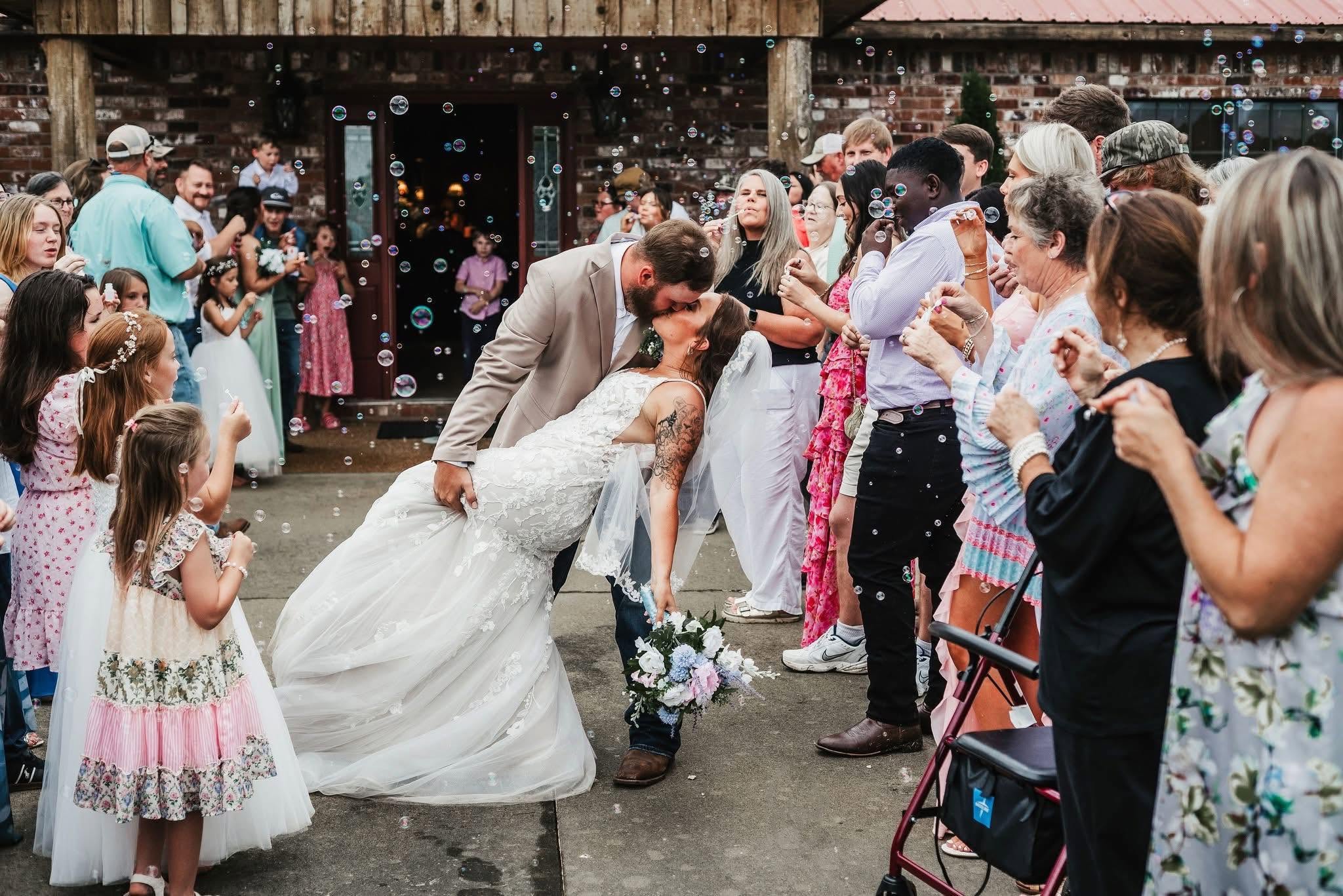 Benton & Madison Cosby Wedding - Bubble Exit